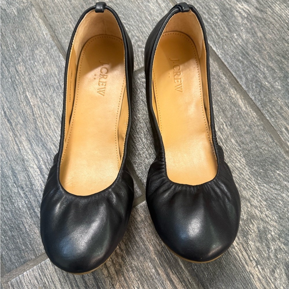 J. Crew Black Leather Flats